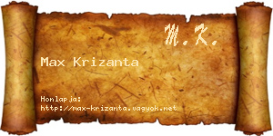 Max Krizanta névjegykártya